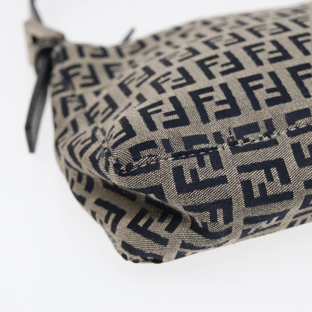 FENDI Zucchino Canvas Hand Bag Navy Silver86178