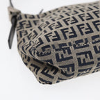 FENDI Zucchino Canvas Hand Bag Navy Silver86178