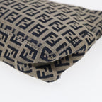 FENDI Zucchino Canvas Hand Bag Navy Silver86178
