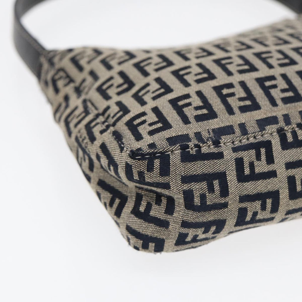 FENDI Zucchino Canvas Hand Bag Navy Silver86178