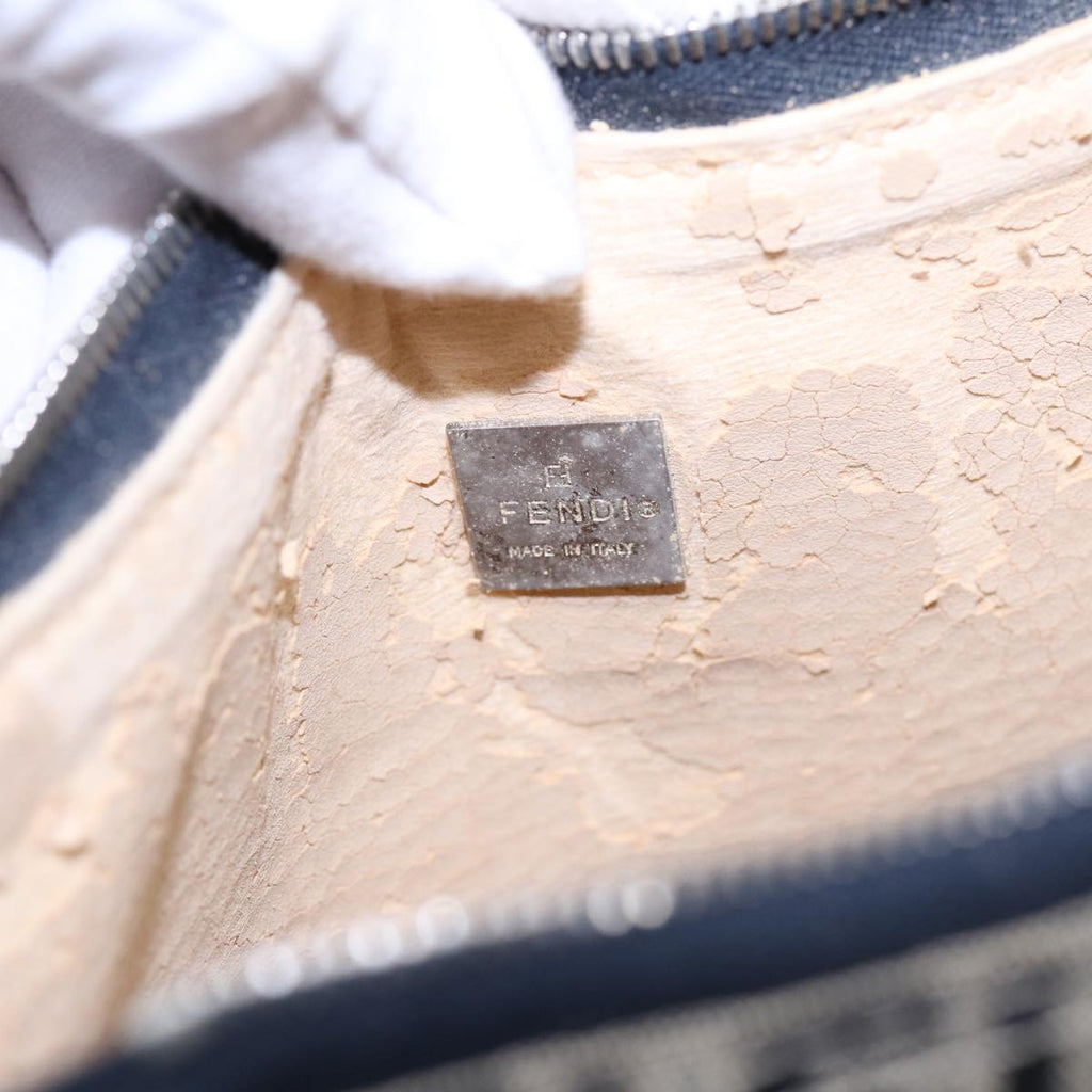 FENDI Zucchino Canvas Hand Bag Navy Silver86178