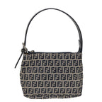 FENDI Zucchino Canvas Hand Bag Navy Silver86178