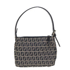 FENDI Zucchino Canvas Hand Bag Navy Silver86178