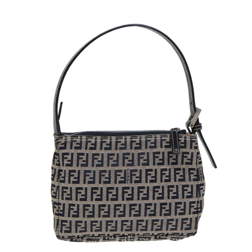 FENDI Zucchino Canvas Hand Bag Navy Silver86178