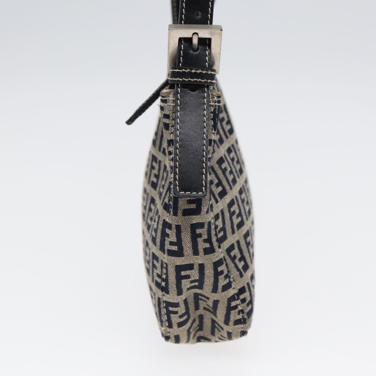 FENDI Zucchino Canvas Hand Bag Navy Silver86178