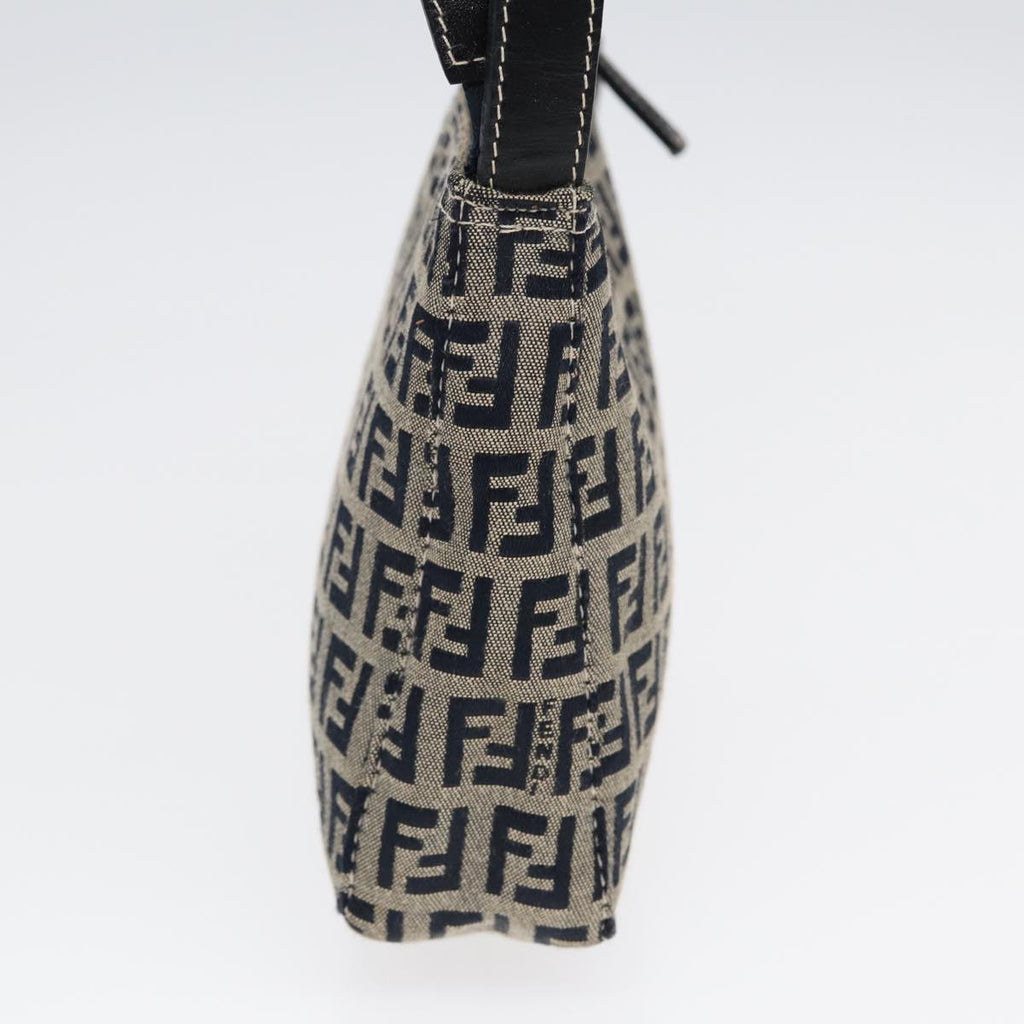 FENDI Zucchino Canvas Hand Bag Navy Silver86178