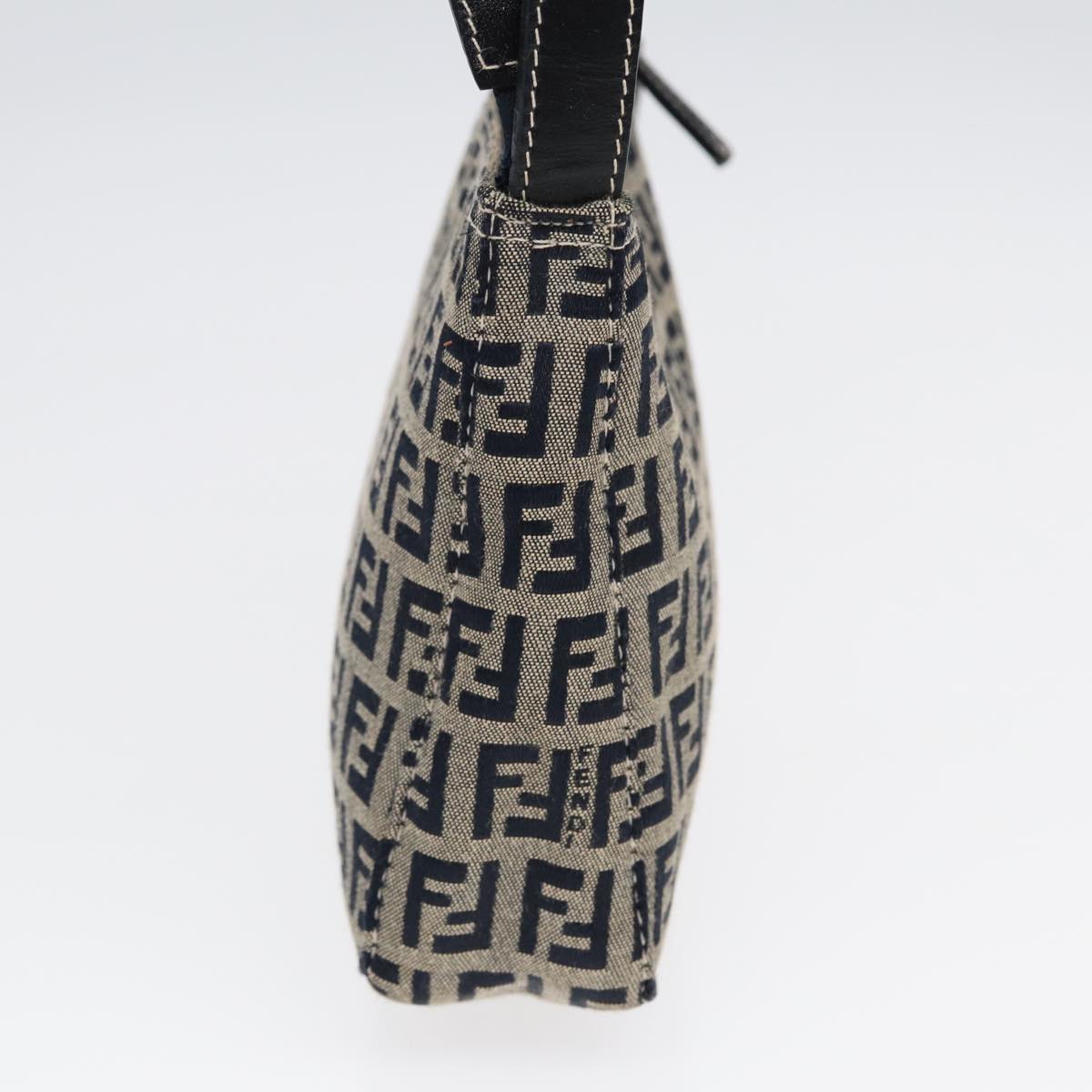FENDI Zucchino Canvas Hand Bag Navy Silver86178