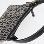 FENDI Zucchino Canvas Hand Bag Navy Silver86178
