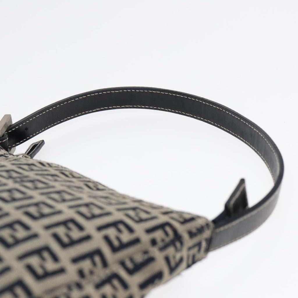 FENDI Zucchino Canvas Hand Bag Navy Silver86178