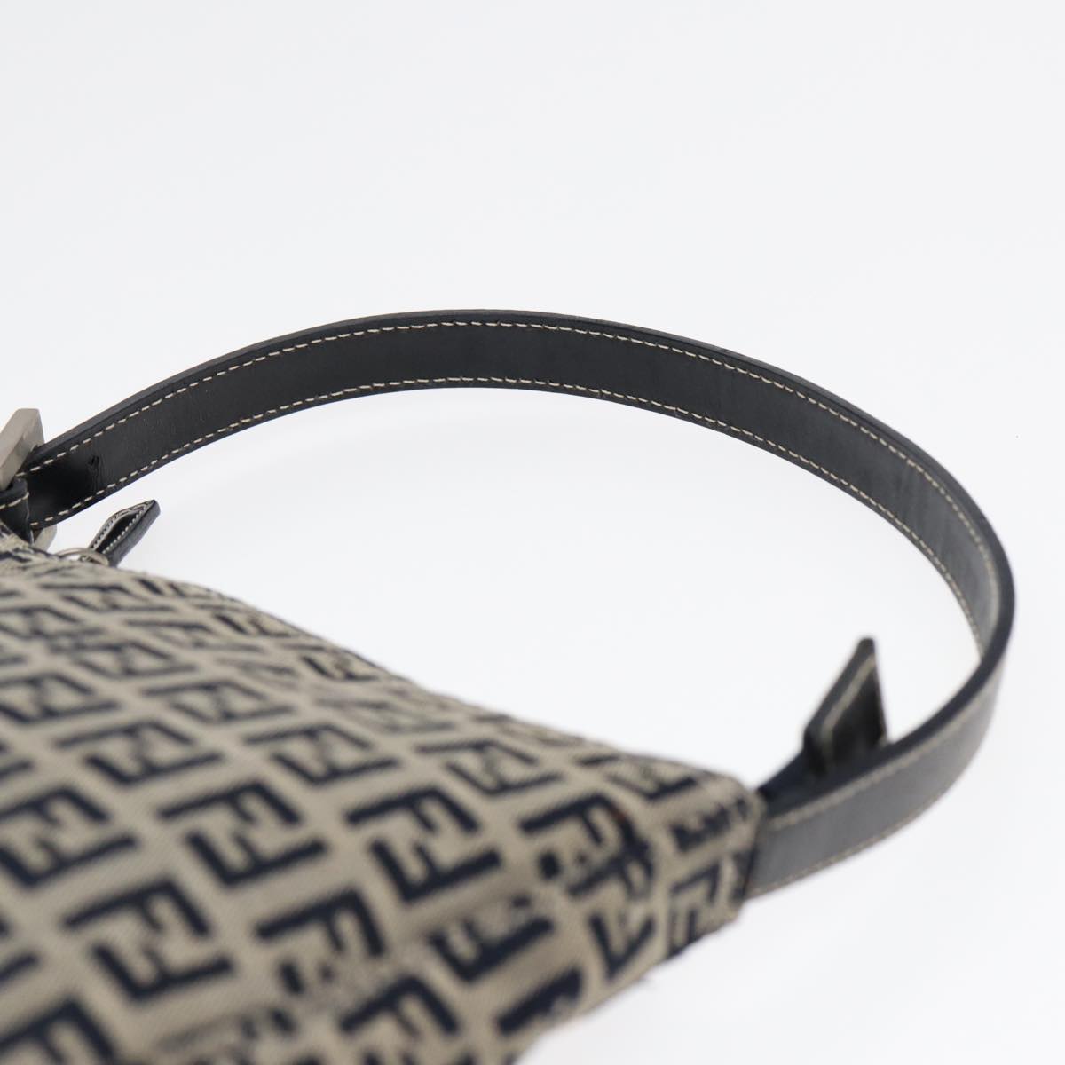 FENDI Zucchino Canvas Hand Bag Navy Silver86178