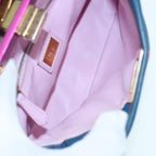 FENDI Mini Peek A Boo Hand Bag Leather 2way Blue Gold86182
