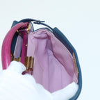 FENDI Mini Peek A Boo Hand Bag Leather 2way Blue Gold86182