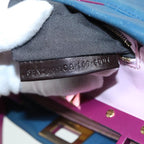 FENDI Mini Peek A Boo Hand Bag Leather 2way Blue Gold86182