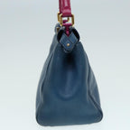 FENDI Mini Peek A Boo Hand Bag Leather 2way Blue Gold86182