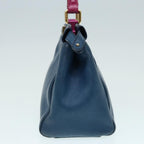 FENDI Mini Peek A Boo Hand Bag Leather 2way Blue Gold86182