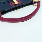 FENDI Mini Peek A Boo Hand Bag Leather 2way Blue Gold86182