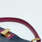 FENDI Mini Peek A Boo Hand Bag Leather 2way Blue Gold86182