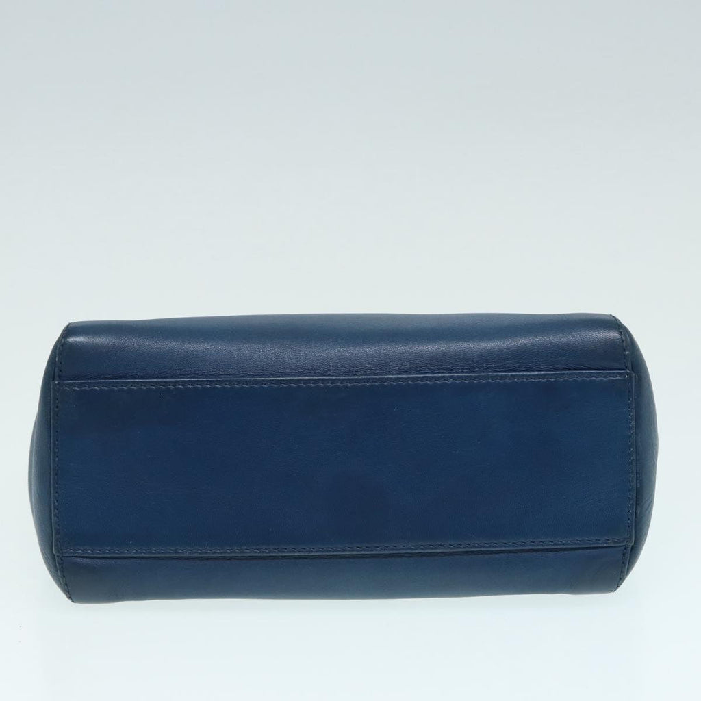 FENDI Mini Peek A Boo Hand Bag Leather 2way Blue Gold86182