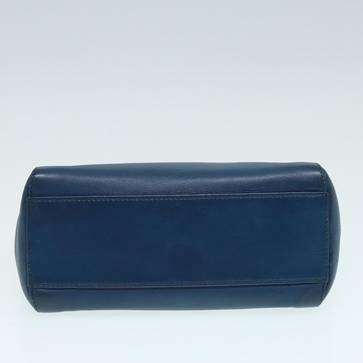 FENDI Mini Peek A Boo Hand Bag Leather 2way Blue Gold86182