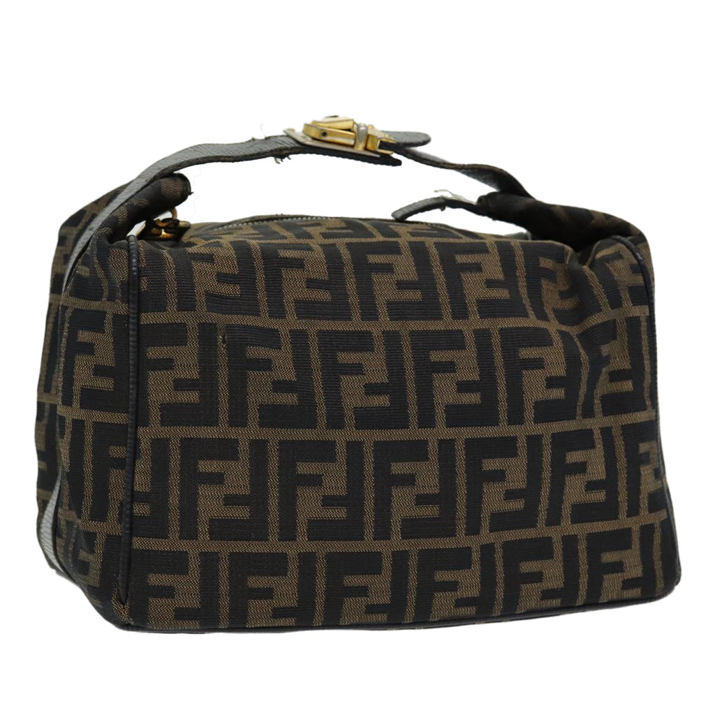 FENDI Zucca Canvas Vanity Pouch Brown Black gold86218