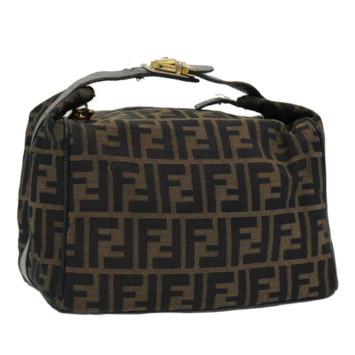 FENDI Zucca Canvas Vanity Pouch Brown Black gold86218