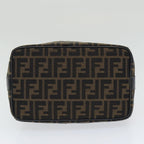 FENDI Zucca Canvas Vanity Pouch Brown Black gold86218