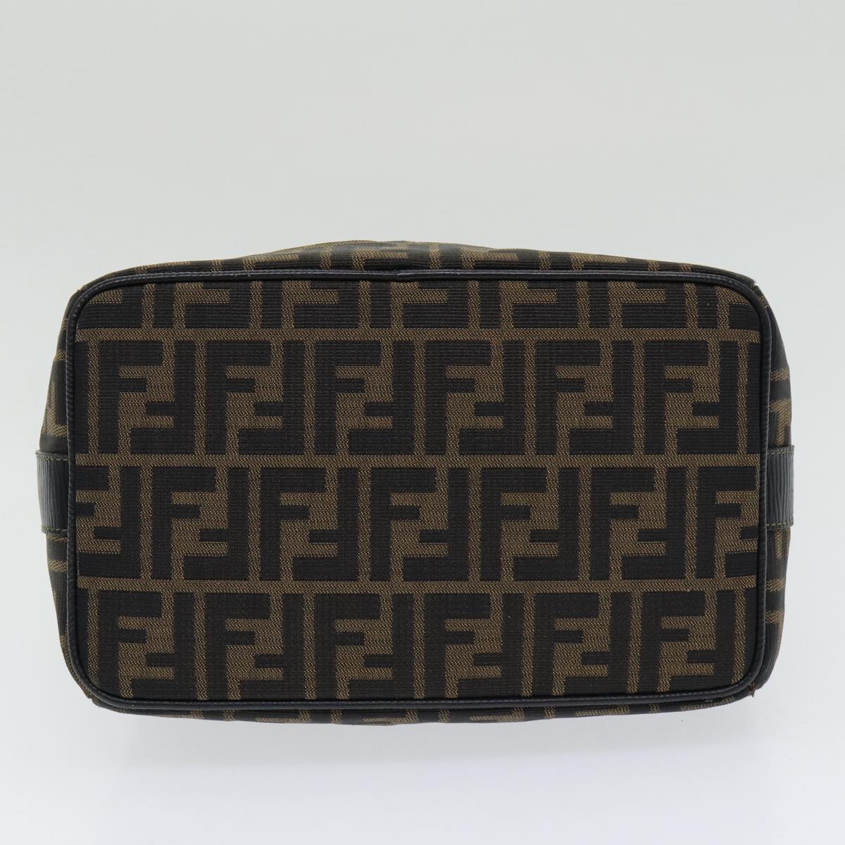 FENDI Zucca Canvas Vanity Pouch Brown Black gold86218