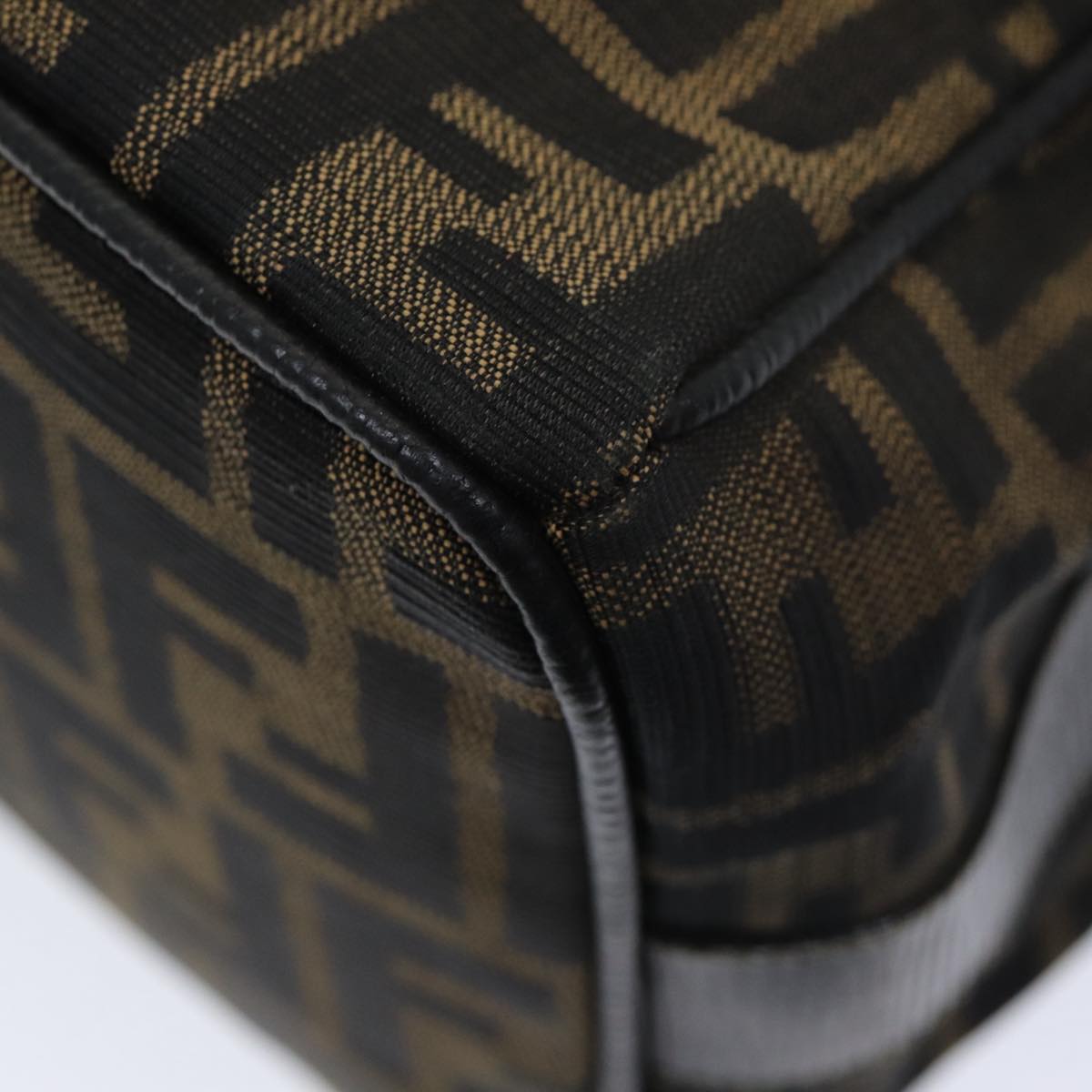 FENDI Zucca Canvas Vanity Pouch Brown Black gold86218