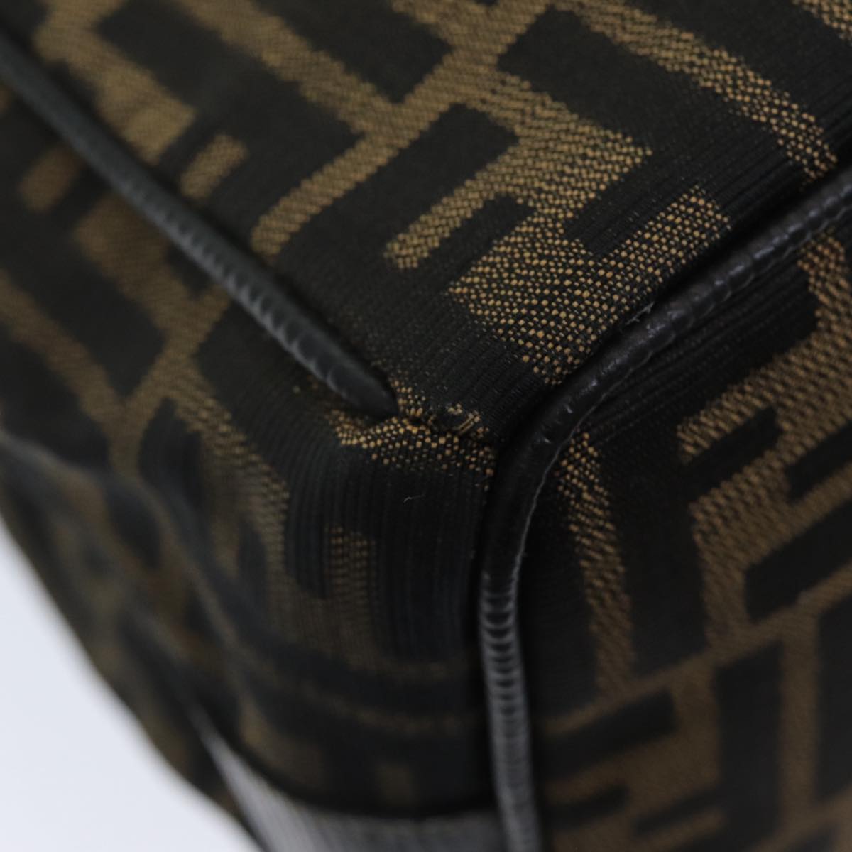 FENDI Zucca Canvas Vanity Pouch Brown Black gold86218