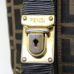 FENDI Zucca Canvas Vanity Pouch Brown Black gold86218