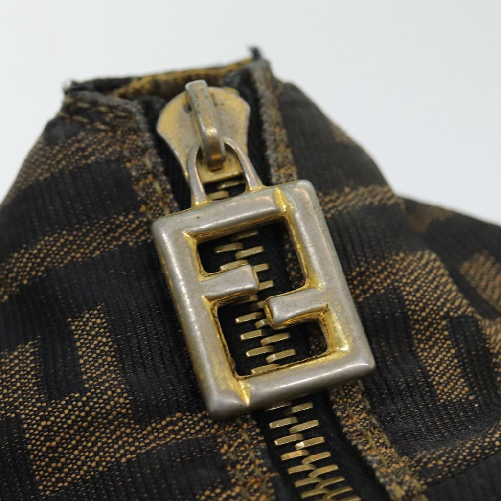 FENDI Zucca Canvas Vanity Pouch Brown Black gold86218