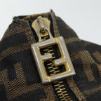 FENDI Zucca Canvas Vanity Pouch Brown Black gold86218