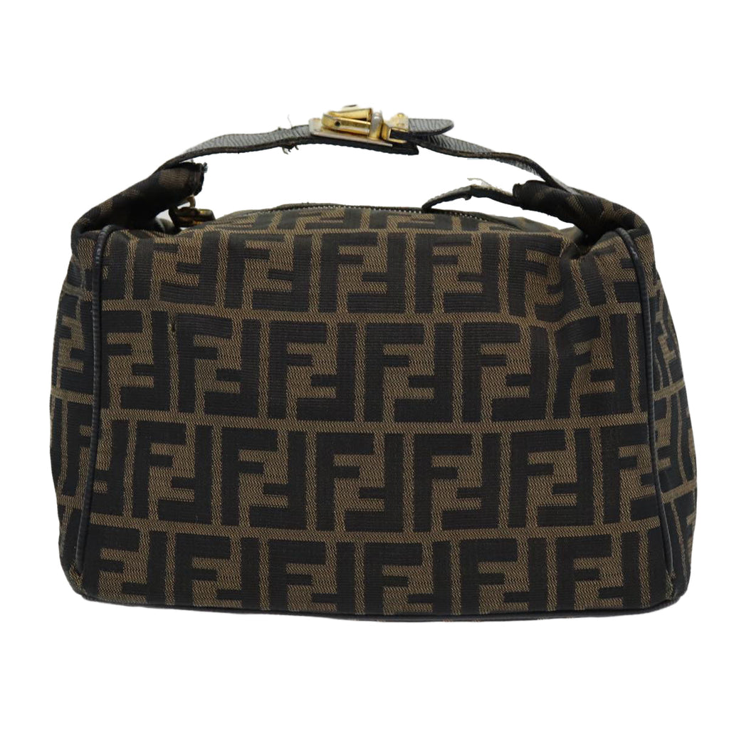 FENDI Zucca Canvas Vanity Pouch Brown Black gold86218