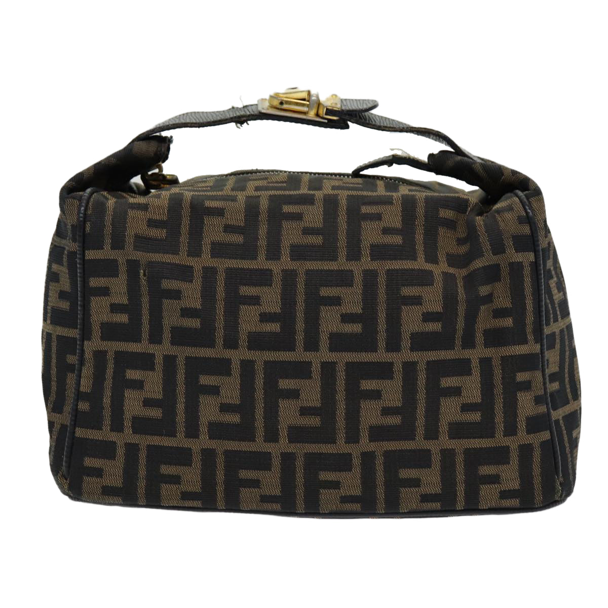 FENDI Zucca Canvas Vanity Pouch Brown Black gold86218