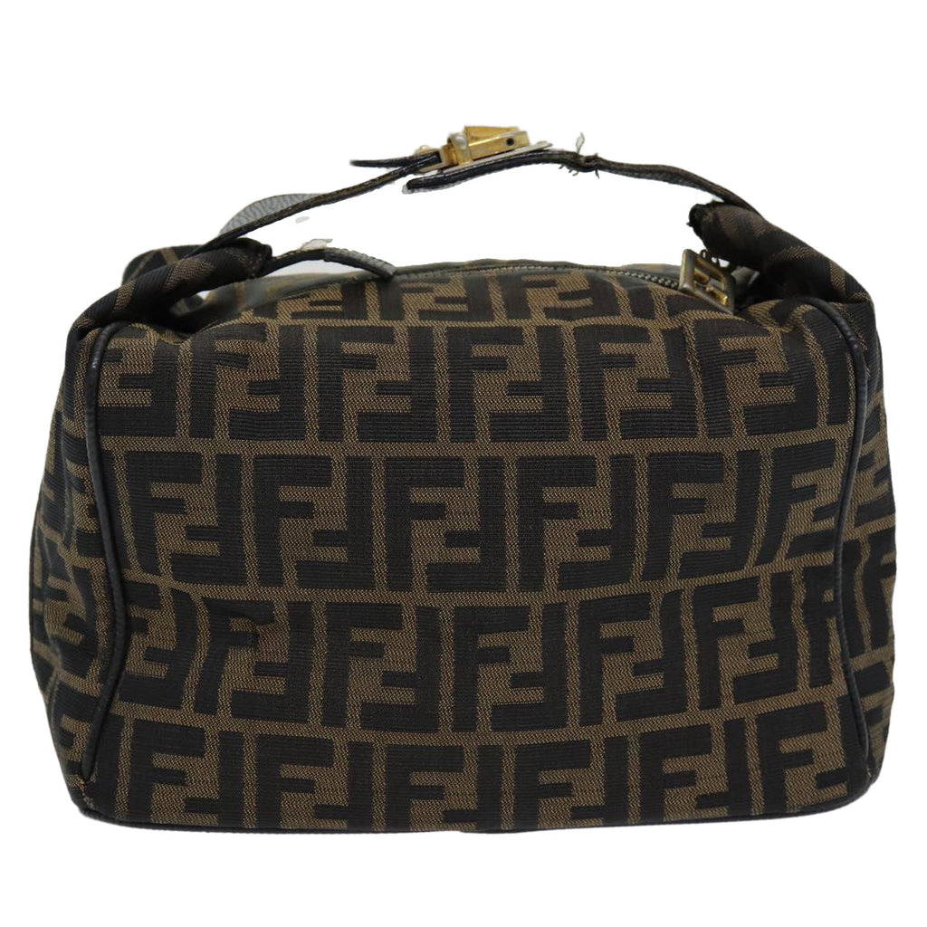 FENDI Zucca Canvas Vanity Pouch Brown Black gold86218