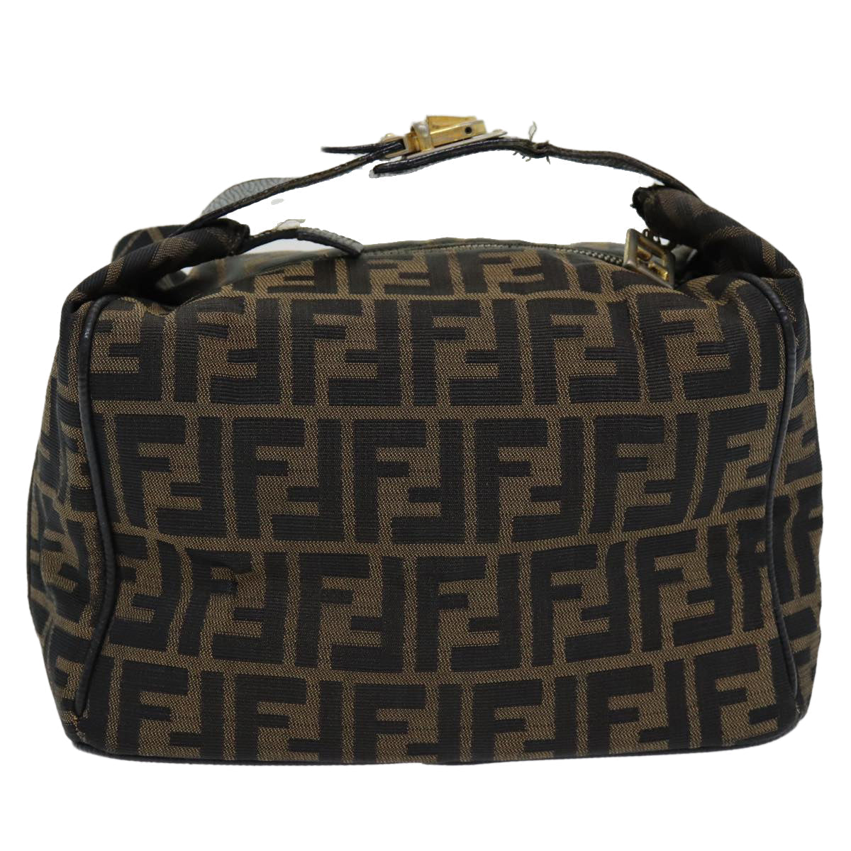 FENDI Zucca Canvas Vanity Pouch Brown Black gold86218
