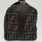 FENDI Zucca Canvas Vanity Pouch Brown Black gold86218