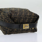 FENDI Zucca Canvas Vanity Pouch Brown Black gold86218