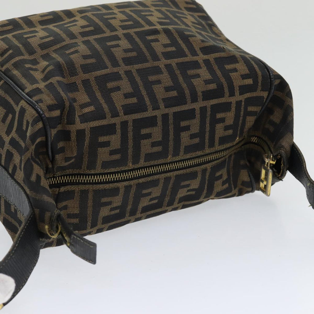 FENDI Zucca Canvas Vanity Pouch Brown Black gold86218