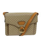 CELINE Macadam Canvas Shoulder Bag Beige Gold Auth 86227