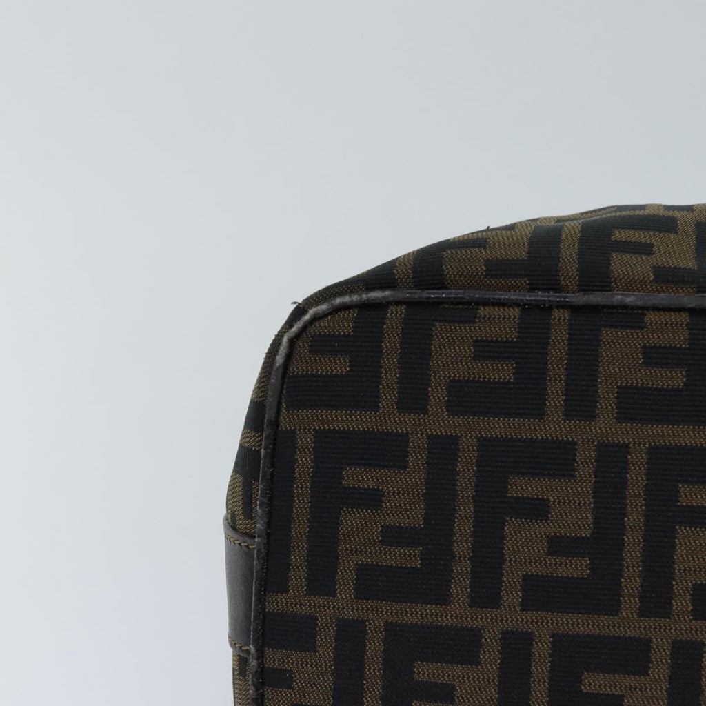 FENDI Zucca Canvas Vanity Pouch Brown Black gold86247
