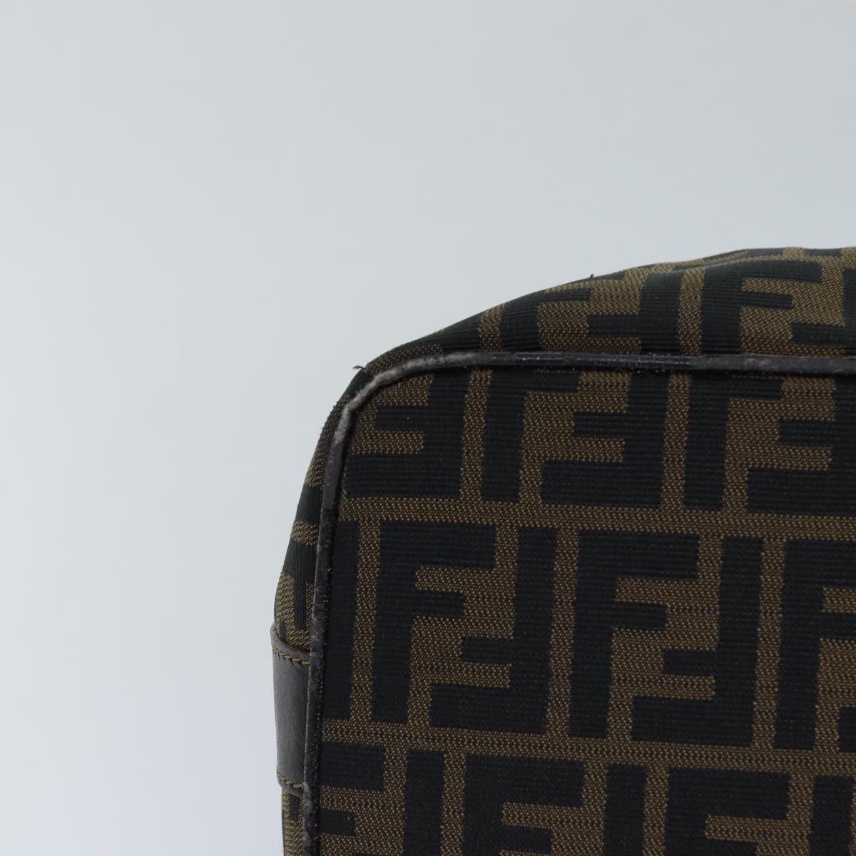 FENDI Zucca Canvas Vanity Pouch Brown Black gold86247