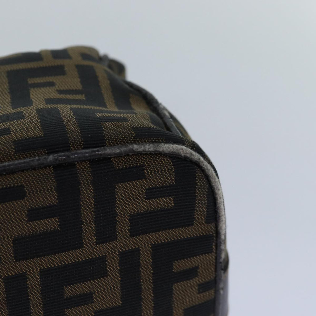 FENDI Zucca Canvas Vanity Pouch Brown Black gold86247