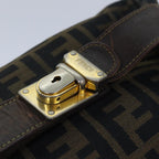 FENDI Zucca Canvas Vanity Pouch Brown Black gold86247