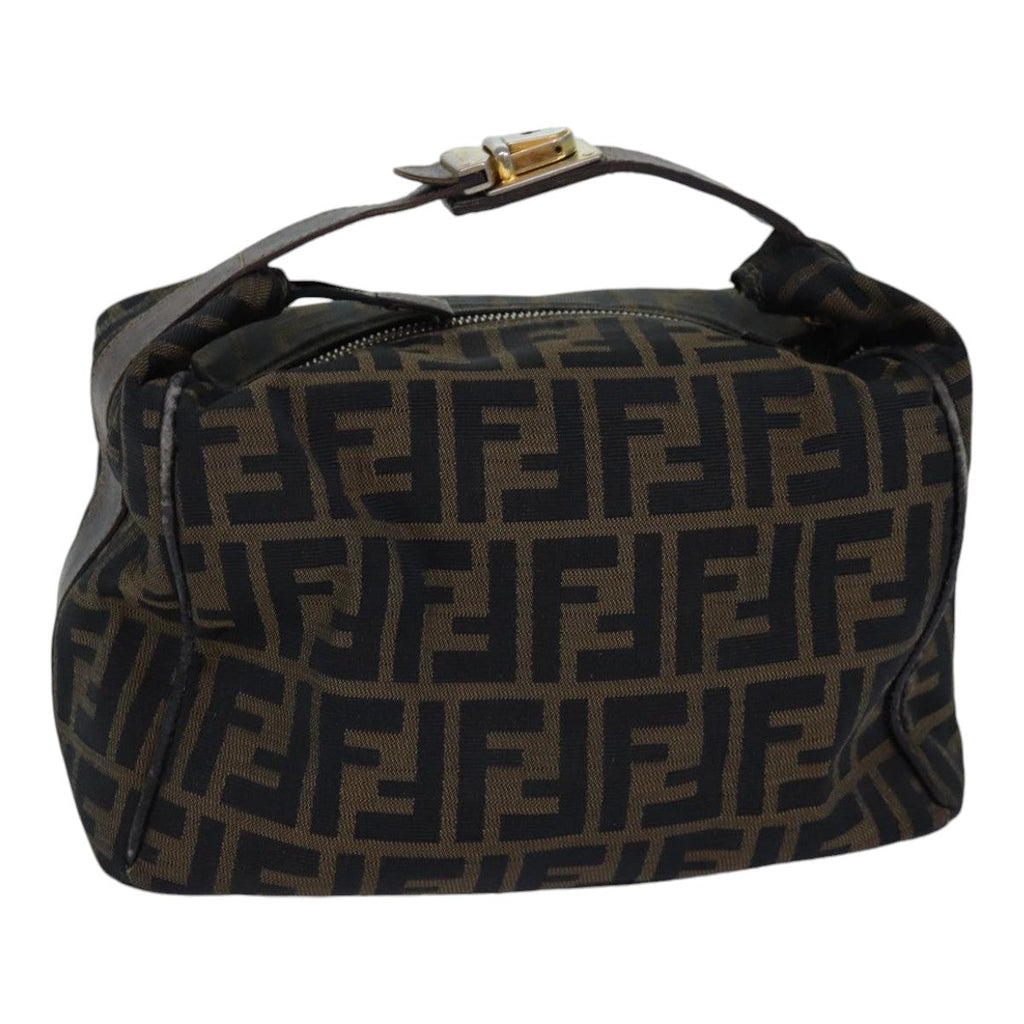 FENDI Zucca Canvas Vanity Pouch Brown Black gold86247