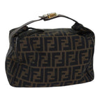 FENDI Zucca Canvas Vanity Pouch Brown Black gold86247