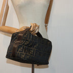 FENDI Zucca Canvas Vanity Pouch Brown Black gold86247