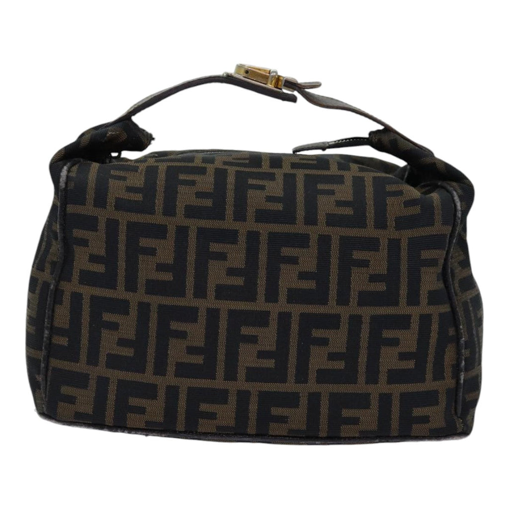 FENDI Zucca Canvas Vanity Pouch Brown Black gold86247