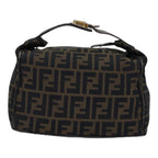 FENDI Zucca Canvas Vanity Pouch Brown Black gold86247