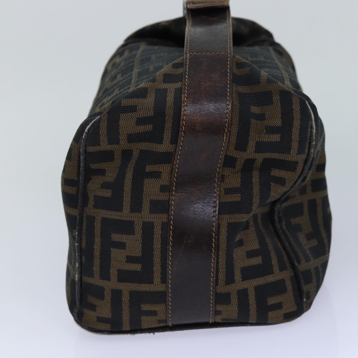 FENDI Zucca Canvas Vanity Pouch Brown Black gold86247